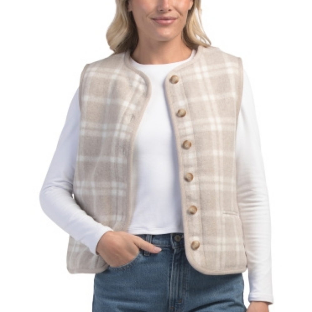 BAILEY 44 NWT Reversible Plaid Sherpa Lined Vest Small